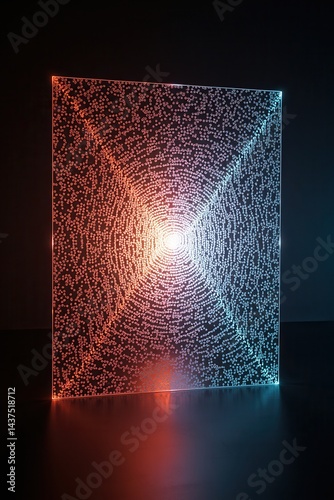 Obraz na płótnie Illuminated transparent panel with futuristic pattern w salonie