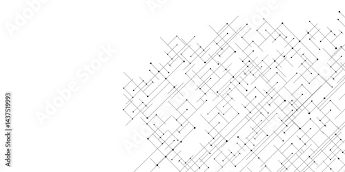 Creative idea of modern design with abstract geometric background. Minimalistic design with connecting the dots and lines. Minimalistic texture with linear squares pattern. Vector illustration.