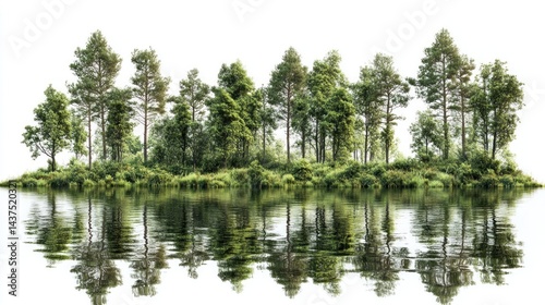 Lush island in a calm lake photo