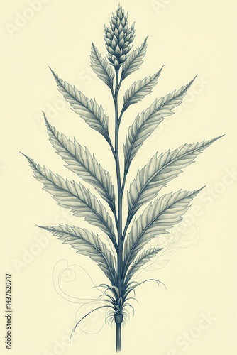 Obraz na płótnie Botanical of detailed plant with intricate leaf pattern w salonie