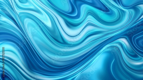 Abstract Swirling Blue and White Fluid