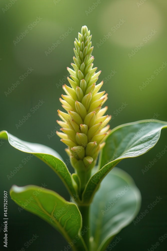 Vibrant green plant soft blurred background