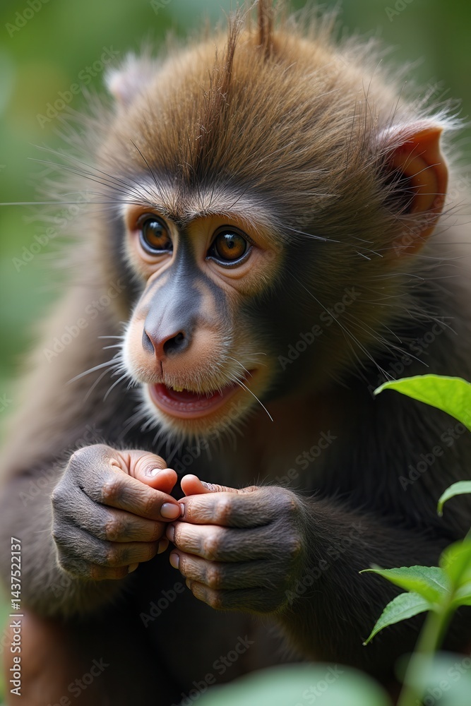 Young monkey in natural habitat