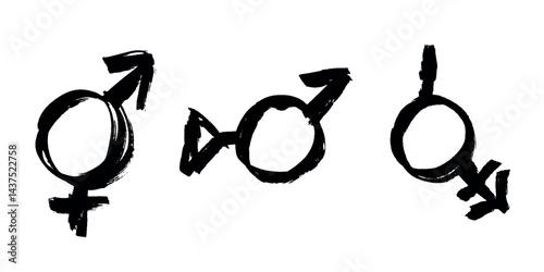 Set of hand drawn bigender identity icon Symbol used to represent sex and gender