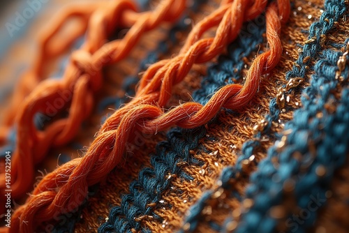 Obraz na płótnie Intricate texture of woven textile with vibrant colors w salonie
