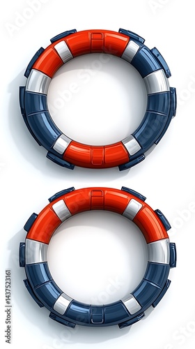 Two red, white, and blue life preservers