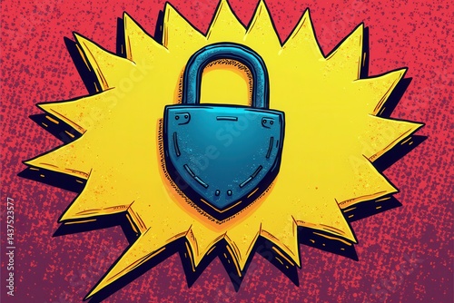 Obraz na płótnie Pop art lock on vibrant background w salonie