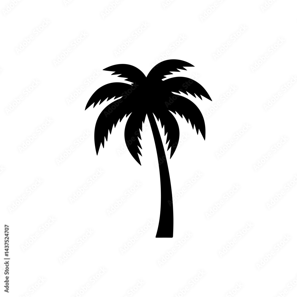 Naklejka premium Black Palm tree silhouette vector illustration on white background