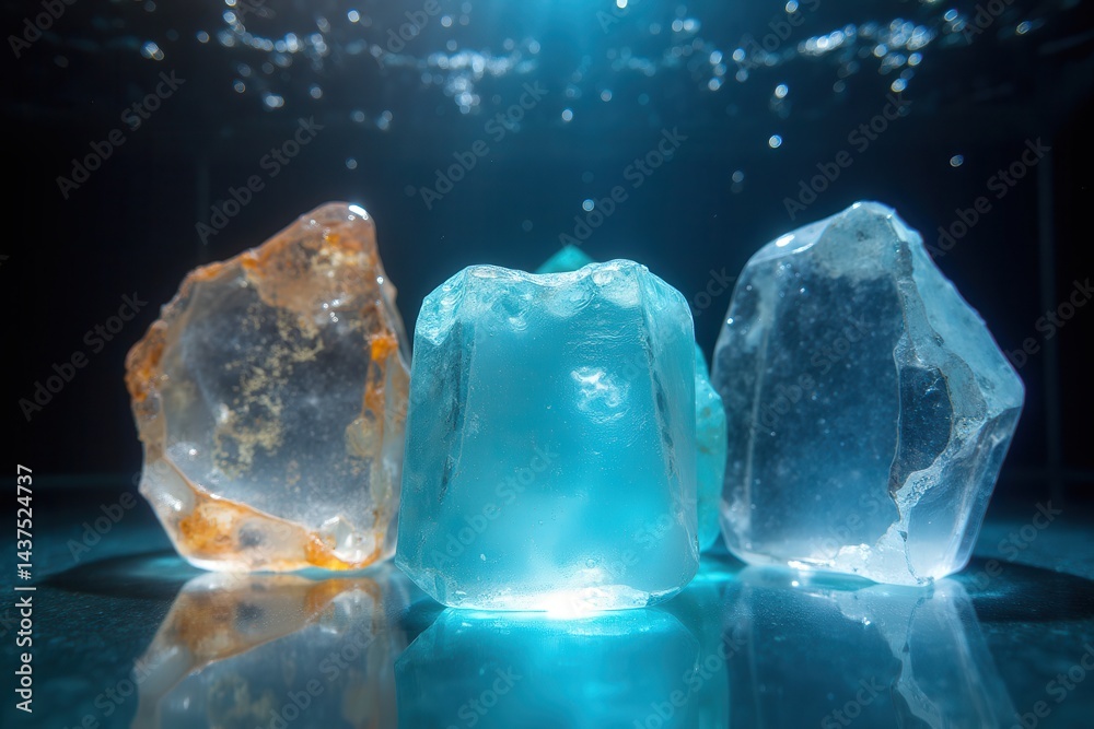 Mesmerizing underwater crystals reflecting light