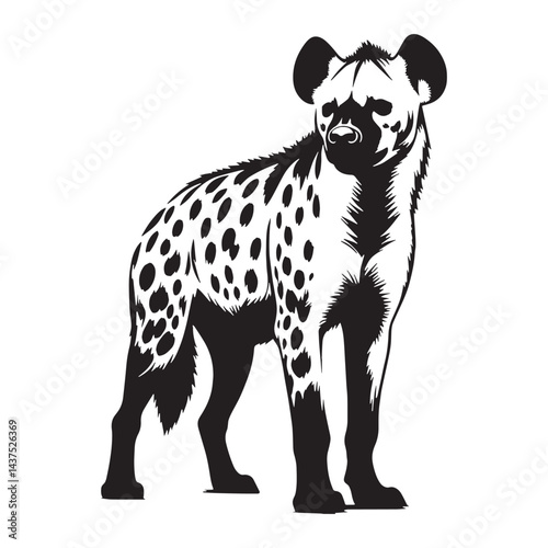 Detailed hyena silhouette designed for use in logos, branding, and professional digital applications – hyena silhouette – hyena vector – hyena illustration – silhouette of hyena

