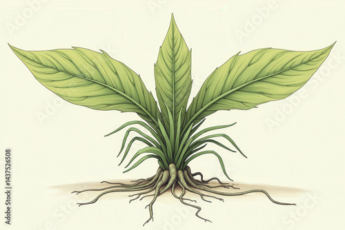 Obraz na płótnie Simple of leafy green plant rooted in soil w salonie