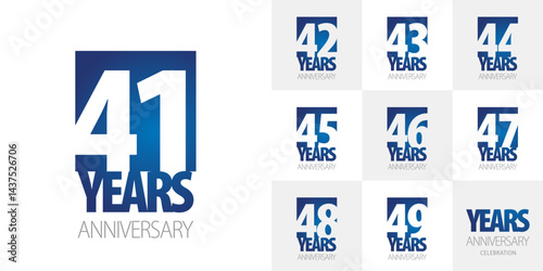 Logo collections for the 4th decade anniversary. Creative design emblems with negative space numbers blue white background for celebration event, invitation, greeting, web template, leaflet photo