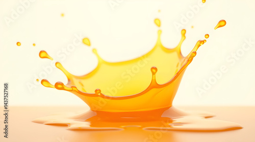 A vibrant orange liquid splash captured mid-air against a light background, creating an energetic and dynamic visual effect.