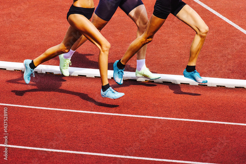 Run, track and fied banner with copy space. Running women, legs