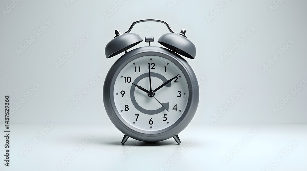 A sleek gray alarm clock with a minimalist design, displaying time in a bright, modern setting. A sleek gray alarm clock with a minimalist design, displaying time in a bright, modern setting.