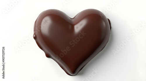 A smooth, glossy chocolate heart shaped like a love symbol, perfect for romantic occasions.