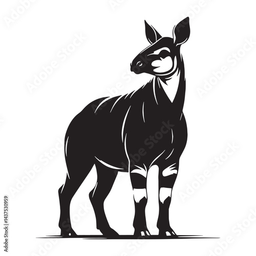 Minimalistic okapi silhouette vector perfect for modern logos, branding, and web design – okapi silhouette – okapi vector – okapi illustration – silhouette of okapi

