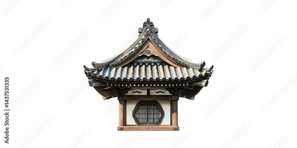 Naklejka premium Traditional Japanese Temple Roof Architecture. Cultural Heritage And Design Isolated On Transparent Background