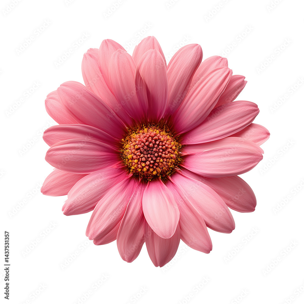 Isolated Close-Up of Pink Daisy Flower in Full Bloom Displaying its Vibrant Petals Isolated Close-Up of Pink Daisy Flower in Full Bloom Displaying its Vibrant Petals