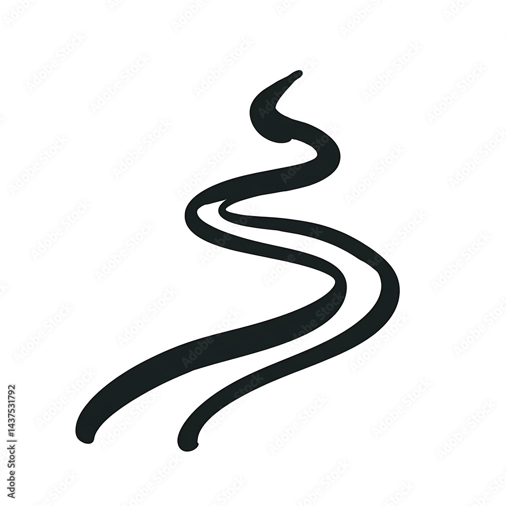 Simple black and white illustration of a winding path Simple black and white illustration of a winding path