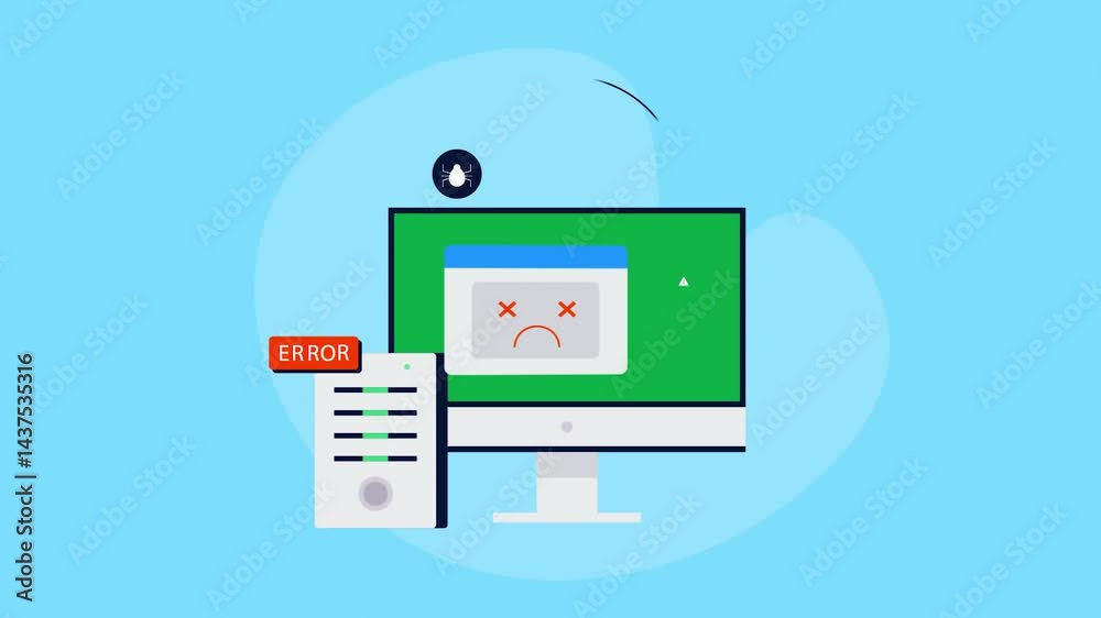 Server error and website bug fixing concept.