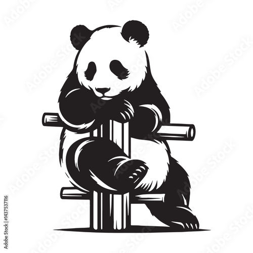 Bold and simple panda silhouette vector ideal for logo creation, digital art, and branding – panda silhouette – panda vector – panda illustration – silhouette of panda

