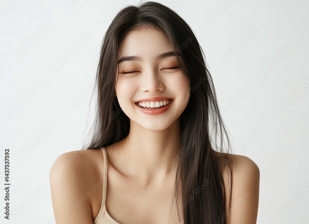 A beautiful young woman with glowing, healthy skin poses against a white background, highlighting natural beauty and fresh vitality. A beautiful young woman with glowing, healthy skin poses against a white background, highlighting natural beauty and fresh vitality.