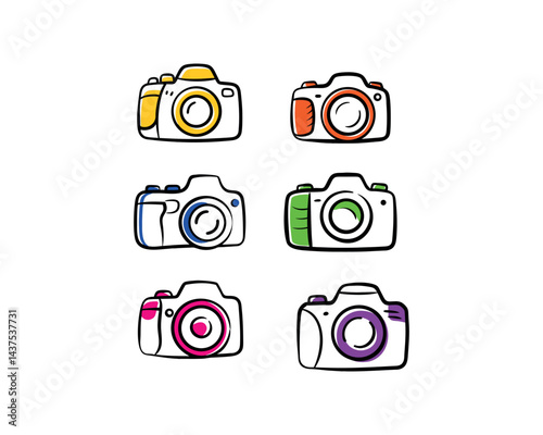 Colorful Camera Icons Vector