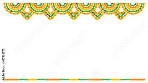 Traditional floral Border marigold Toran vector Indian wedding and festive decoration, Diwali, Dussehra, Durga Puja Design background PNG image