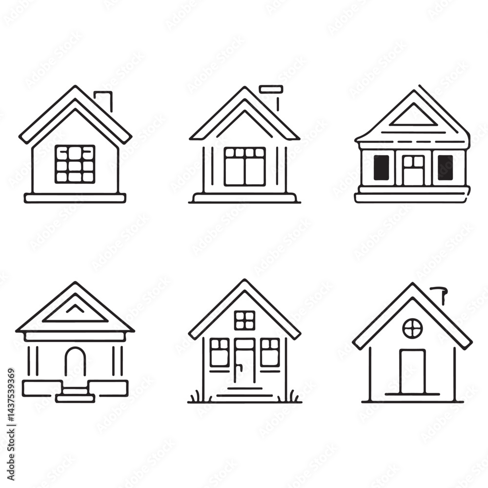 Vector Set Features Multiple House icons Symbols of Real Estate And Residential Buildings ideal For Web Design And illustrating Vector Set Features Multiple House icons Symbols of Real Estate And Residential Buildings ideal For Web Design And illustrating
