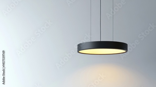 Wallpaper Mural Modern black circular pendant light against a plain wall Torontodigital.ca