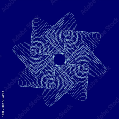 abstract star shaped ribbon made of thin lines