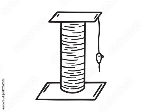 cat scratching post doodle hand drawn icon. Outline drawing cat scratching post line clipart symbol
