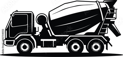 Cement Mixer Truck Silhouette Set | Construction Machine Vector Concrete Mixer Truck Outline | Heavy Equipment Silhouette Art