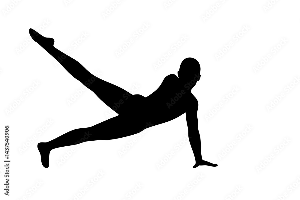 Fototapeta premium Male Gymnast Silhouette, Gymnastics Athlete Pose Drawing, Athletic Gymnast Outline, Cut Out