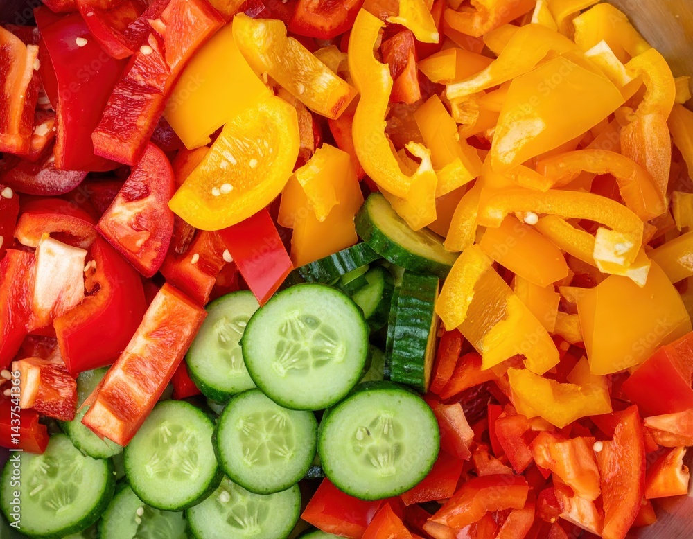 Firefly Vibrant Explosion of Chopped Bell Peppers and Cucumbers Firefly Vibrant Explosion of Chopped Bell Peppers and Cucumbers