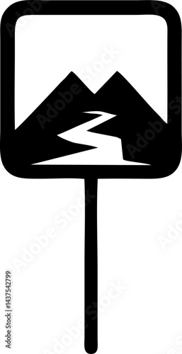 Signpost points to the mountains path