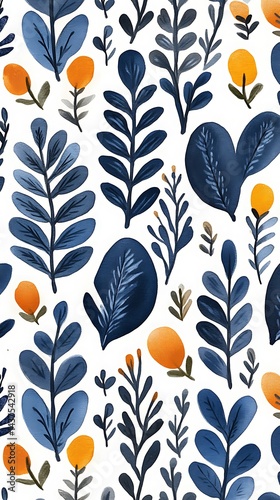 Blue and orange floral pattern