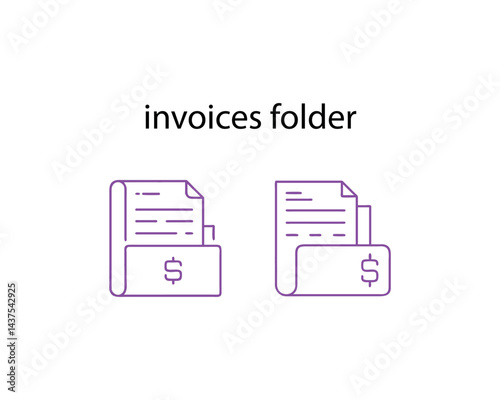 Invoices Folder Icon Vector