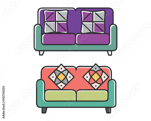 Sofa Furniture Icon Vector