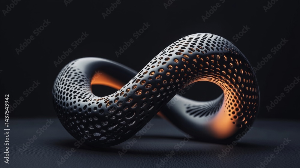 Obraz premium Abstract Infinity Loop 3D Render Dark Background