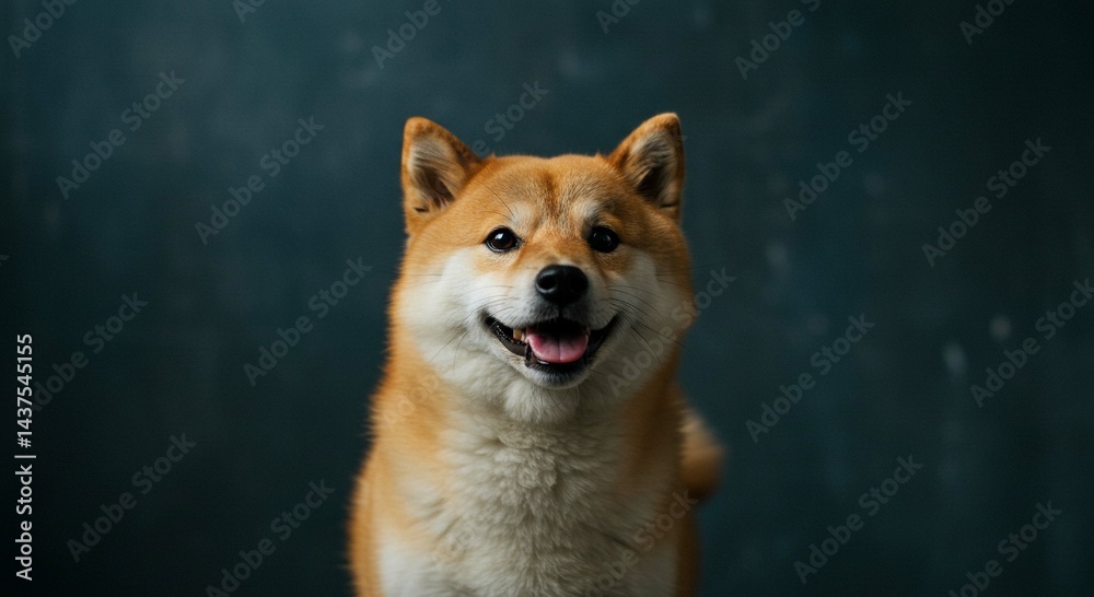 Adorable Shiba Inu Dog Portrait Happy Red Fur Studio Shot Adorable Shiba Inu Dog Portrait Happy Red Fur Studio Shot