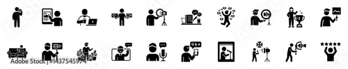 Influencer Icons Pack - Vlogging, Live Q&A, Podcasting, Ring Light Posing, Content Creation, Brand Sponsorship, Lifestyle Blogging, and More