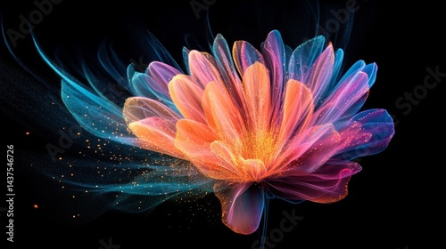Abstract Glowing Flower with Sparkly Petals