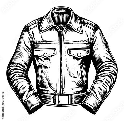 Vintage Leather Jacket Detailed Engraving Illustration Artwork