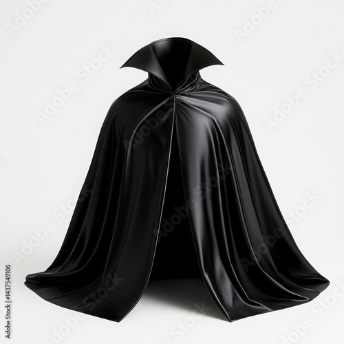 Obraz na płótnie Elegant black cape draping gracefully on a plain background. w salonie