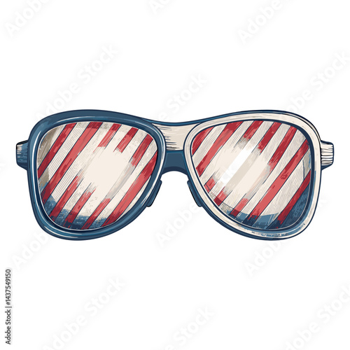 american flag on sunglasses accessory vector illustration drawing