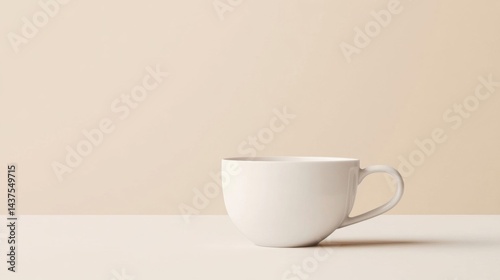 Wallpaper Mural White Ceramic Mug on Beige Background Torontodigital.ca