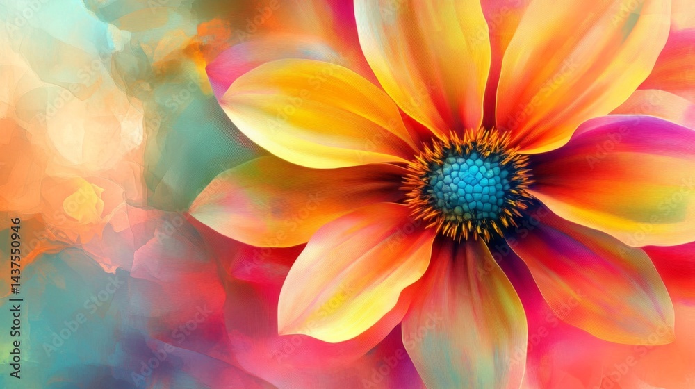 Obraz premium Vibrant Orange Flower Watercolor Painting