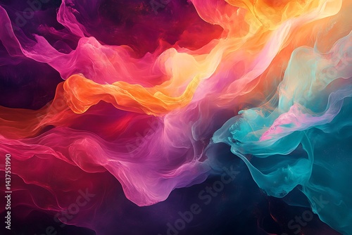 A surreal digital artwork featuring an abstract composition of colorful liquid elements.